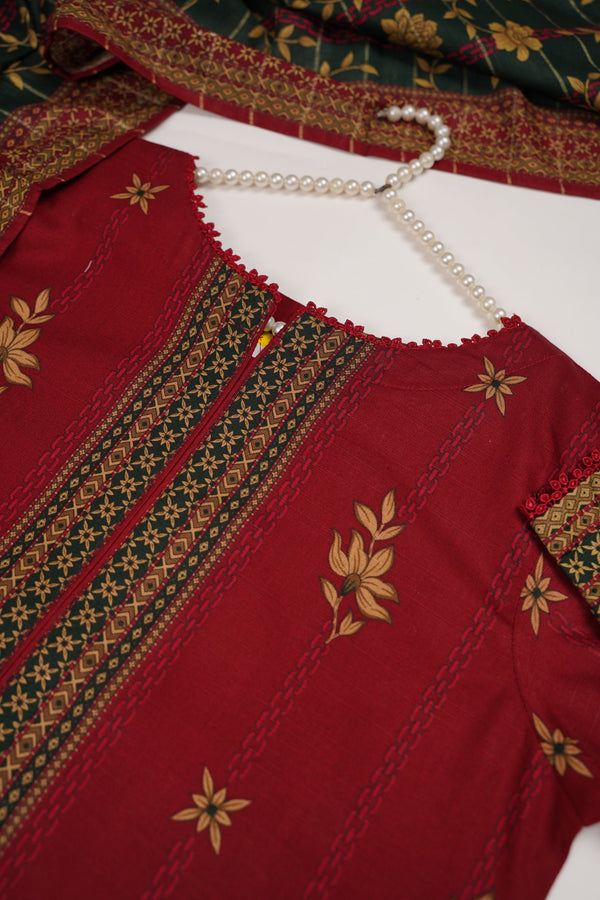 Rozi - Exclusive Khaddar Outfit with  Shawl - Ready to Wear - PD187