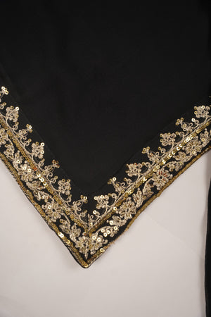 Chiffon Outfit with Chiffon Dupatta and Plazzo  - Ready to Wear - Black-SD251