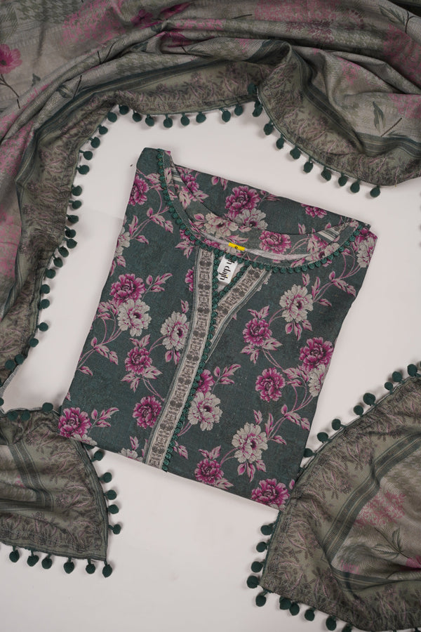Rozi - Exclusive Khaddar Outfit with  Shawl - Ready to Wear - PD188