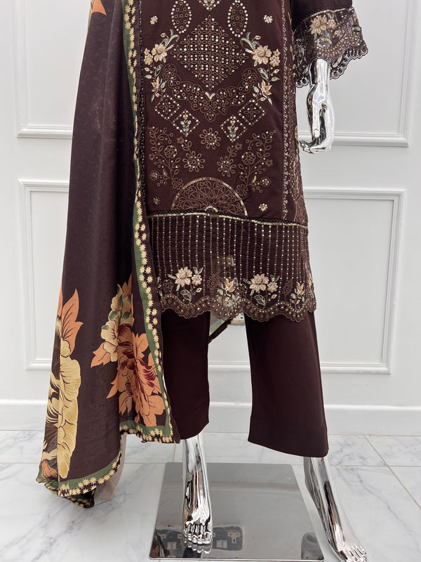 Budget Wear - Black Embroidered Dhanak Outfit- Ready to Wear -SD-SA05