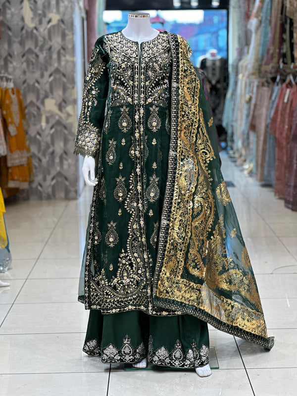 Tehwar- Luxury Organza Maxi Outfit with organza Dupatta-Ready To Wear TehV8D1