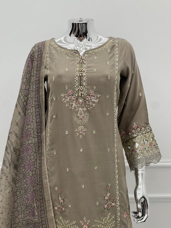 Budget Wear - Black Embroidered Dhanak Outfit- Ready to Wear -SD-SA07