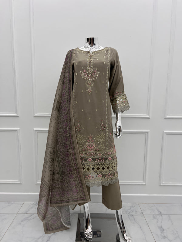 Budget Wear - Black Embroidered Dhanak Outfit- Ready to Wear -SD-SA07
