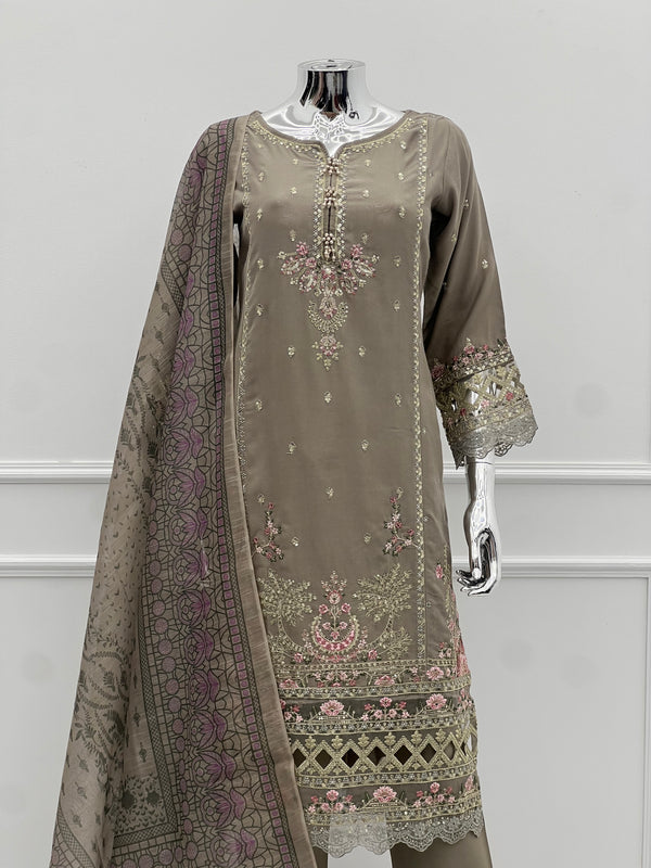 Budget Wear - Black Embroidered Dhanak Outfit- Ready to Wear -SD-SA07