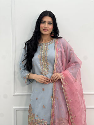Tehwar - Luxury Organza Outfit with Organza Dupatta and Gharara - Ready to Wear SD240  - Eid Volume 1