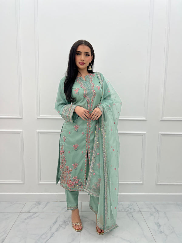 Tehwar - Luxury Organza Outfit with Organza Dupatta - Ready to Wear MC257 - Eid Volume 1