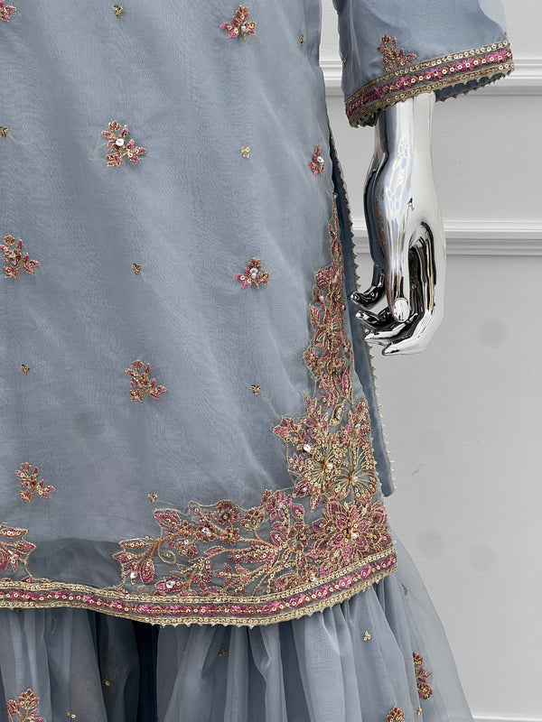 Tehwar - Luxury Organza Outfit with Organza Dupatta and Gharara - Ready to Wear SB240  - Eid Volume 1