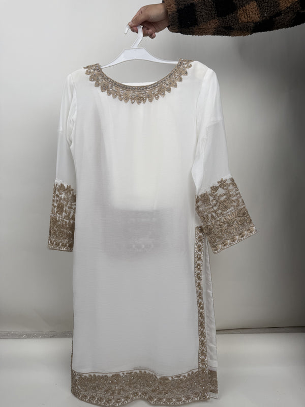 Mum and Me - Chiffon Budget Wear Suit with Chiffon Dupatta - Ready to Wear - White
