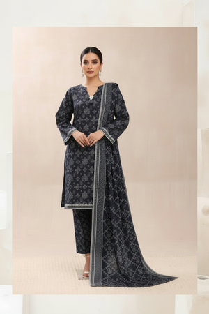 Bin Saeed Originals- Exclusive Khaddar Outfit with  Shawl - Ready to Wear SD539 blue