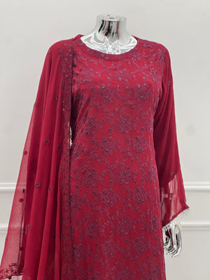 Husan e Jahan - Chiffon Outfit with Chiffon Dupatta - Ready to Wear SD490