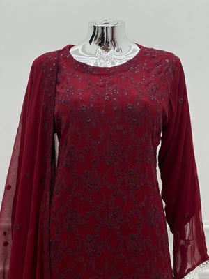 Husan e Jahan - Chiffon Outfit with Chiffon Dupatta - Ready to Wear SD490
