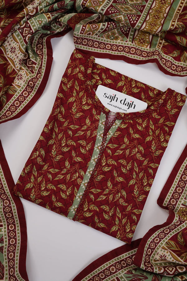 Sajh Dajh Bin Saeed Originals - Khaddar Outfit with Khaddar Dupatta - Warm Fabric