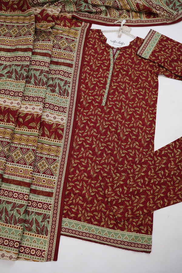 Sajh Dajh Bin Saeed Originals - Khaddar Outfit with Khaddar Dupatta - Warm Fabric