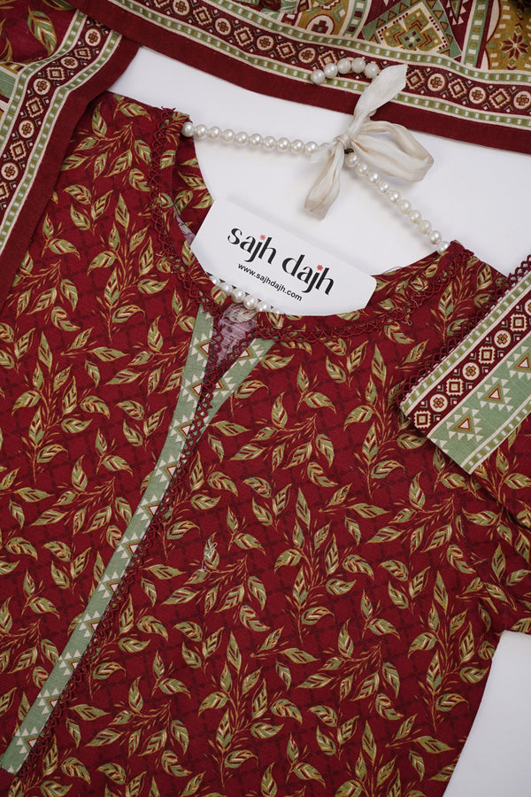 Sajh Dajh Bin Saeed Originals - Khaddar Outfit with Khaddar Dupatta - Warm Fabric