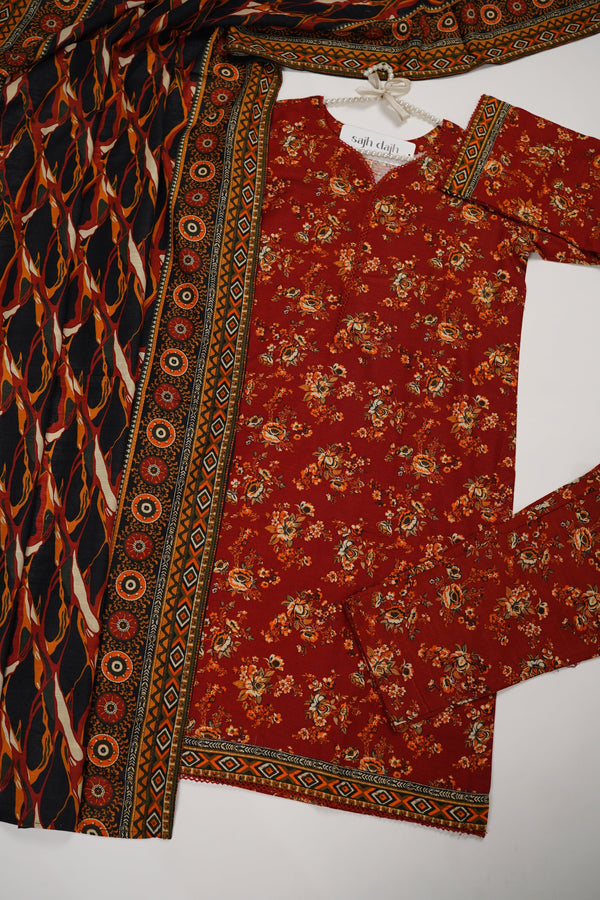 Sajh Dajh Bin Saeed Originals - Khaddar Outfit with Khaddar Dupatta - Warm Fabric