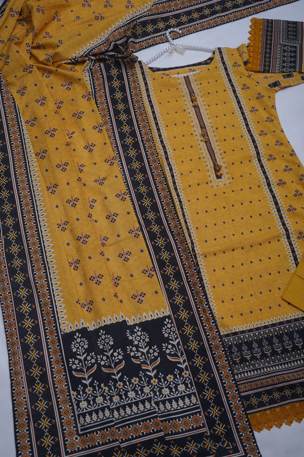 Sajh Dajh Bin Saeed Originals - Khaddar Printed Suit with Shawl - Warm Fabric - Winter Collection