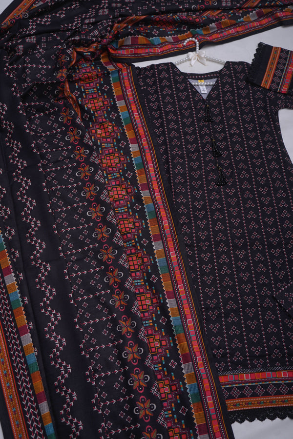 Sajh Dajh Bin Saeed Originals - Khaddar Printed Suit with Shawl - Warm Fabric - Winter Collection