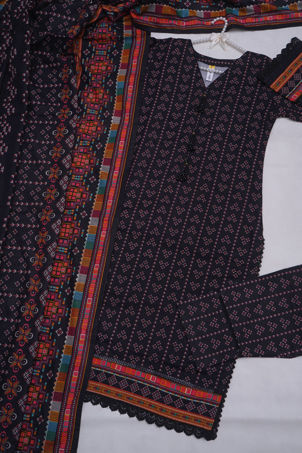 Sajh Dajh Bin Saeed Originals - Khaddar Printed Suit with Shawl - Warm Fabric - Winter Collection