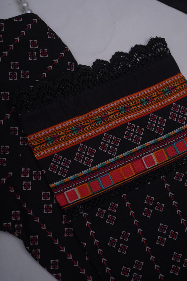 Sajh Dajh Bin Saeed Originals - Khaddar Printed Suit with Shawl - Warm Fabric - Winter Collection