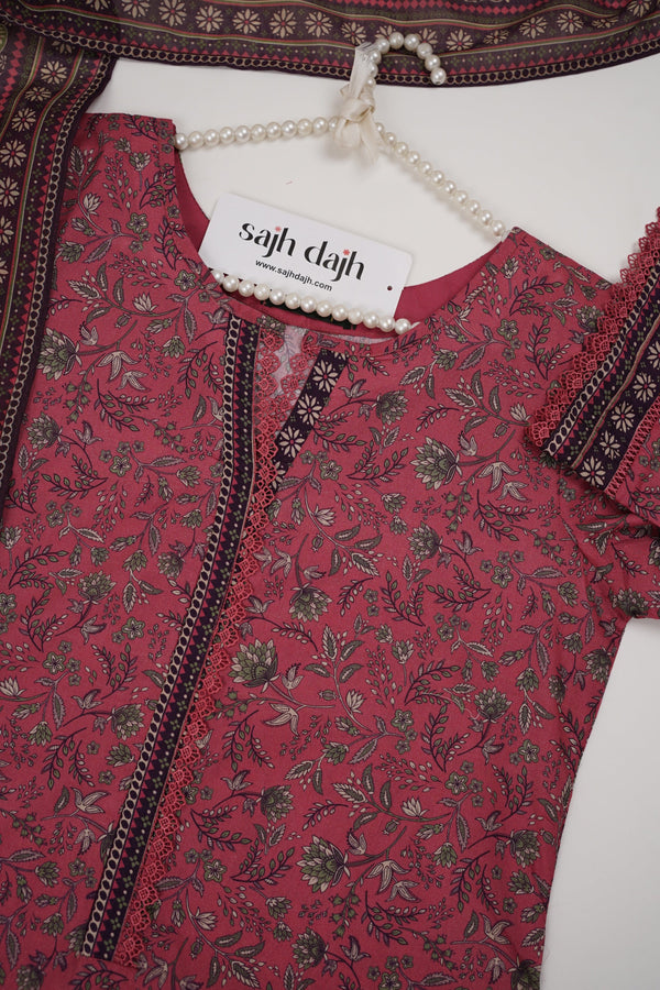 Sajh Dajh Bin Saeed Originals - Printed Lawn Outfit with Lawn Dupatta