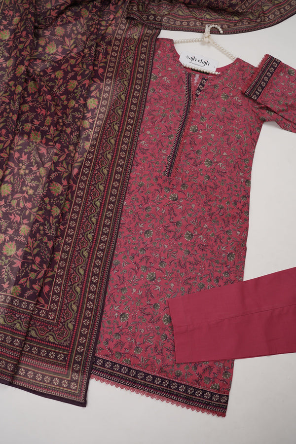 Sajh Dajh Bin Saeed Originals - Printed Lawn Outfit with Lawn Dupatta