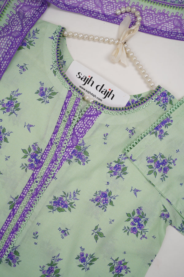 Sajh Dajh Bin Saeed Originals - Printed Lawn Outfit with Lawn Dupatta - Ready to Wear