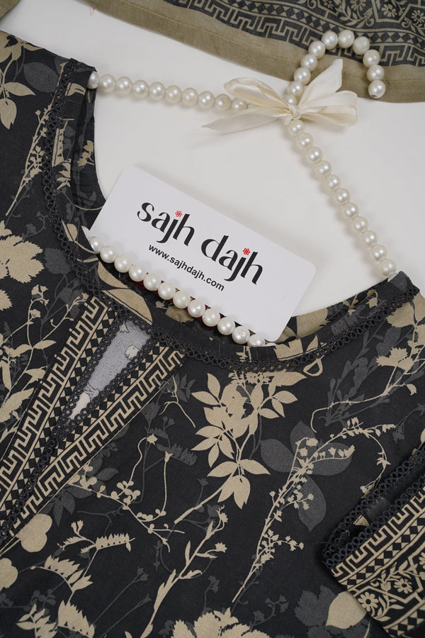 Sajh Dajh Bin Saeed Originals - Printed Lawn Outfit with Lawn Dupatta - Ready to Wear