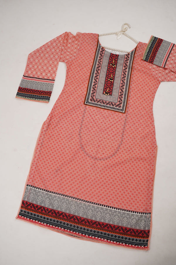 Sajh Dajh Budget Wear Kurti - Digital Printed Lawn Shirt