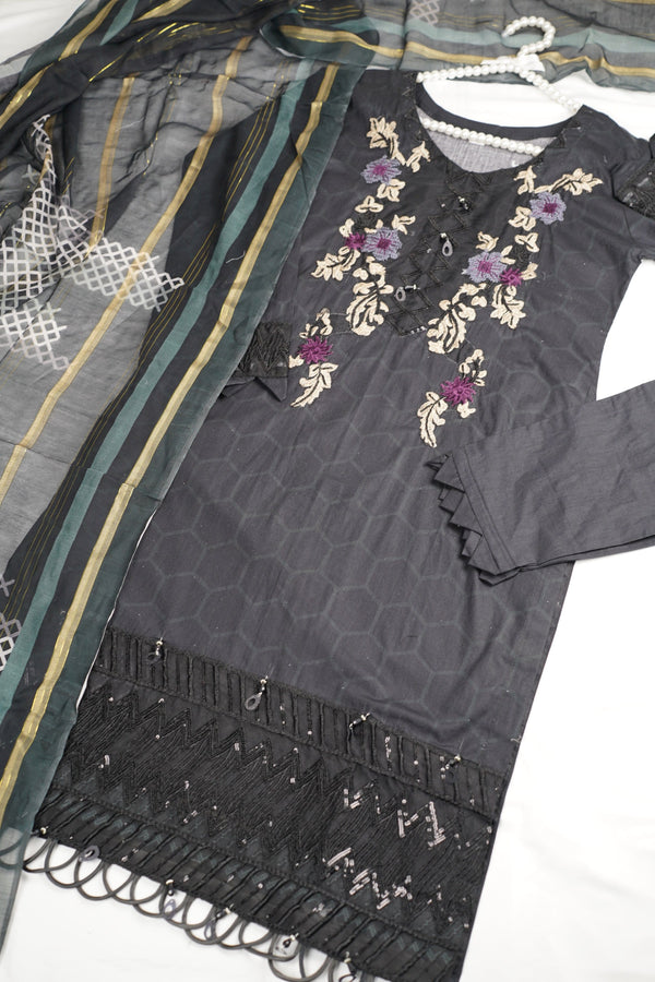 Sajh Dajh Chamak Damak - Ready to Wear - Sequin Embroidered Lawn with Chiffon Dupatta