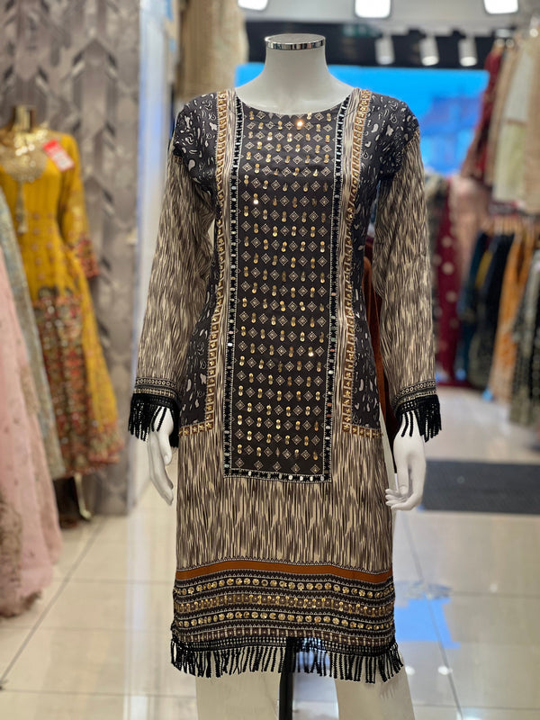 Sajh Dajh Eid 2023 - Linen Mirror & Hand Work Kurti