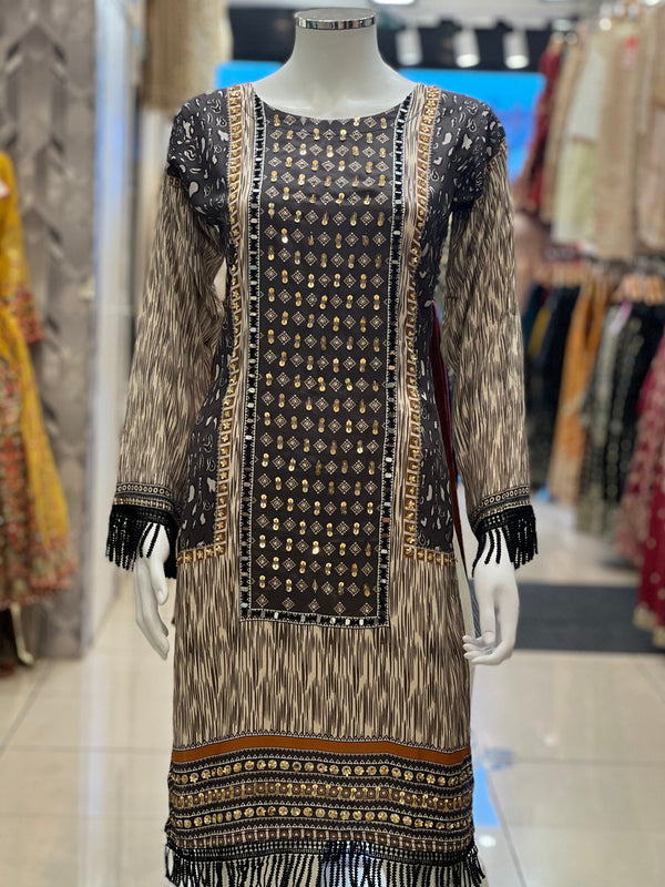 Sajh Dajh Eid 2023 - Linen Mirror & Hand Work Kurti