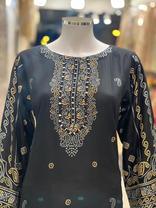 Sajh Dajh Eid 2023 - Linen Mirror Kurti in Black