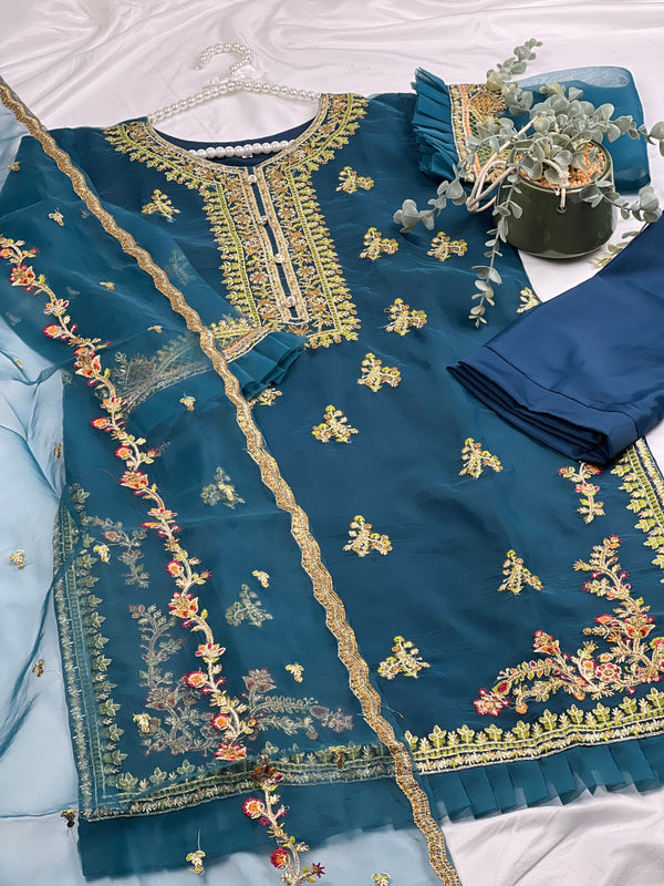 Sajh Dajh Eid 2023 V1 - Luxury Organza Ready to Wear Mirror Suit