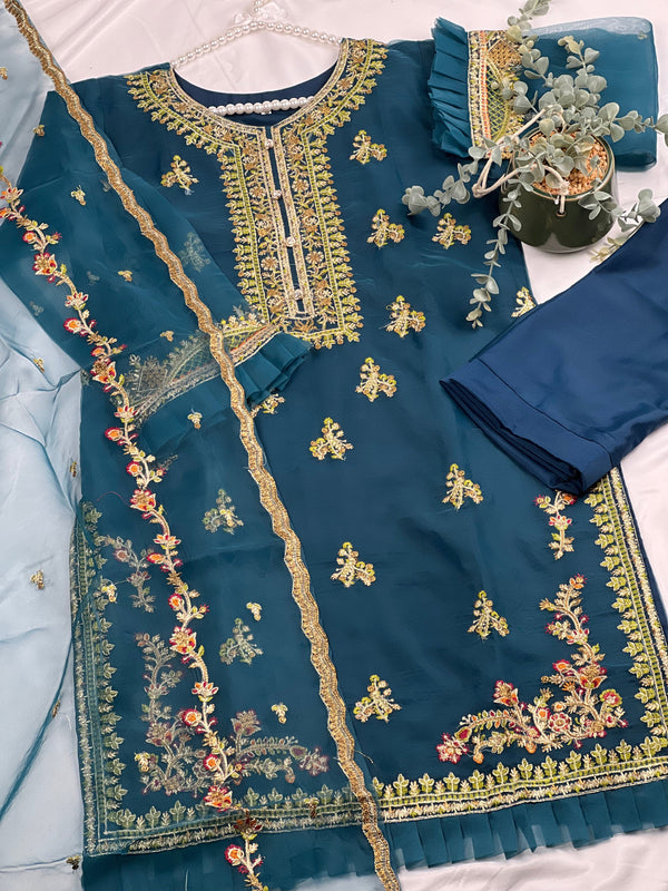 Sajh Dajh Eid 2023 V1 - Luxury Organza Ready to Wear Mirror Suit