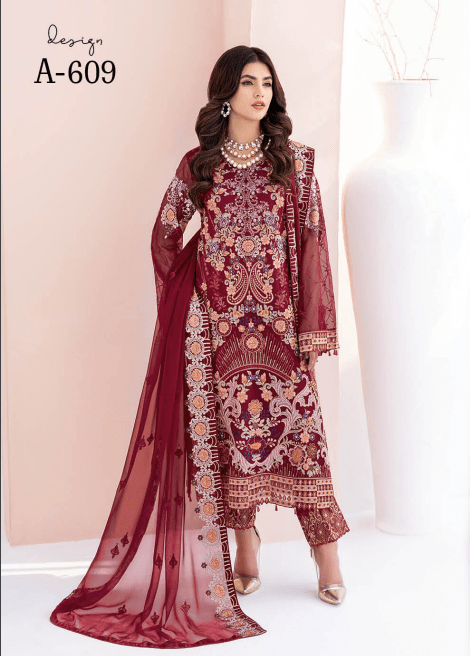 Sajh Dajh Exclusive Branded Chiffon - Full Chiffon Suit with Chiffon Dupatta - Ready to Wear