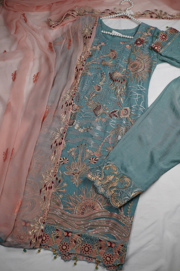 Sajh Dajh Exclusive Branded Chiffon - Full Chiffon Suit with Chiffon Dupatta - Ready to Wear - D10