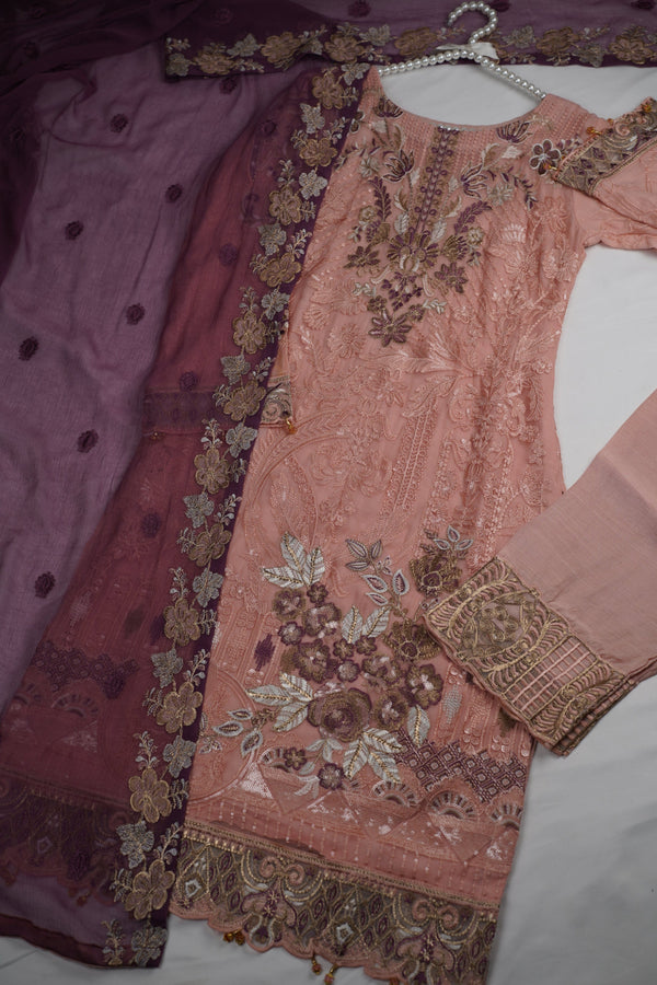 Sajh Dajh Exclusive Branded Chiffon - Full Chiffon Suit with Chiffon Dupatta - Ready to Wear - D7