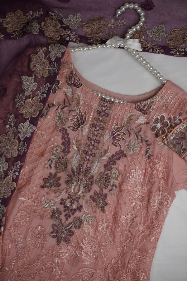 Sajh Dajh Exclusive Branded Chiffon - Full Chiffon Suit with Chiffon Dupatta - Ready to Wear - D7