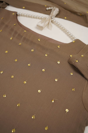 Sajh Dajh Husan e Jahan - Luxury Chiffon Suit with Chiffon Dupatta and Gharara - Ready to Wear