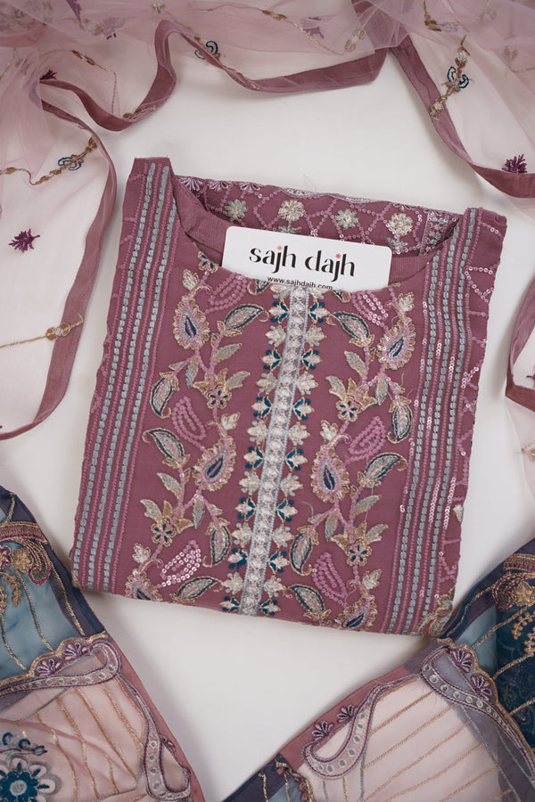 Sajh Dajh Husan e Jahan - Luxury Chiffon Suit with Chiffon Dupatta - Ready to Wear