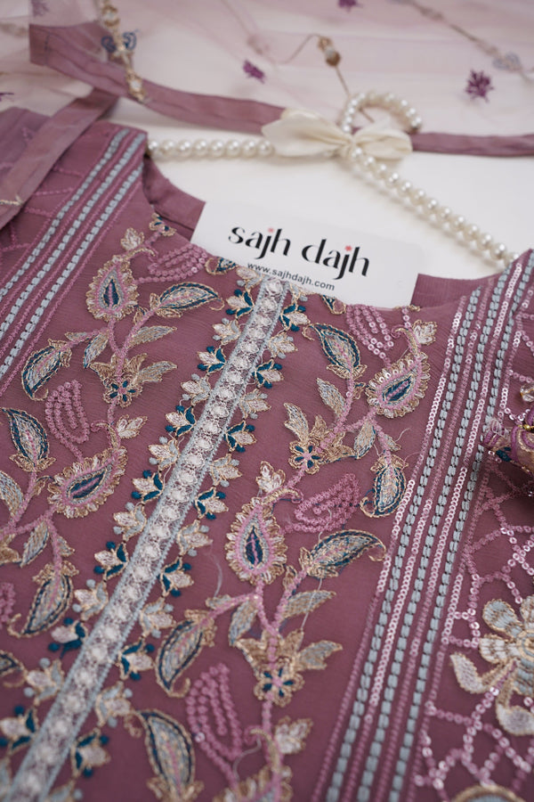 Sajh Dajh Husan e Jahan - Luxury Chiffon Suit with Chiffon Dupatta - Ready to Wear