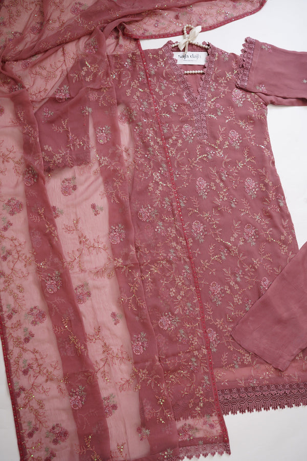Sajh Dajh Husan e Jahan - Luxury Chiffon Suit with Chiffon Dupatta - Ready to Wear