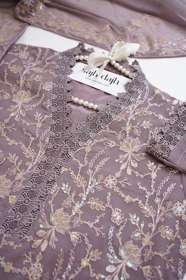 Sajh Dajh Husan e Jahan - Luxury Chiffon Suit with Chiffon Dupatta - Ready to Wear