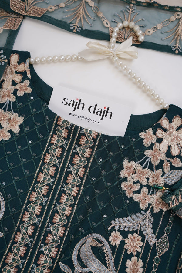 Sajh Dajh Husan e Jahan - Luxury Chiffon Suit with Net Dupatta - Ready to Wear