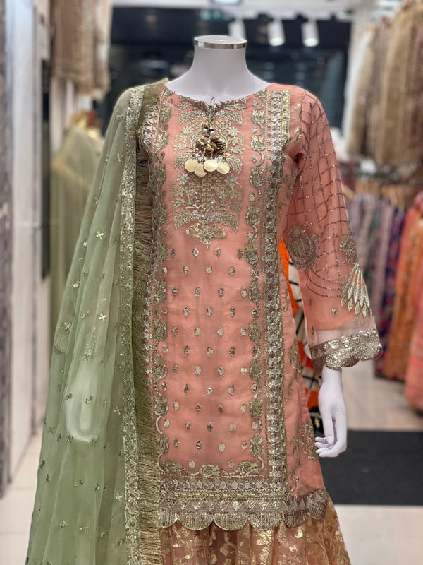 Sajh Dajh Husan e Jahan - Sequin Work Gharara Full Suit
