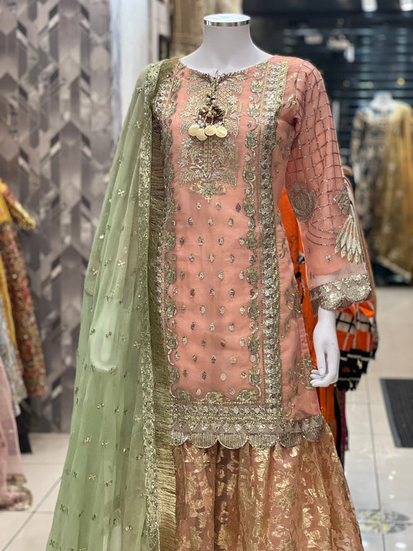 Sajh Dajh Husan e Jahan - Sequin Work Gharara Full Suit