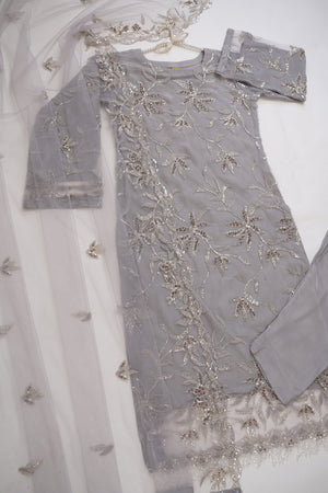 Sajh Dajh Luxury Formals - Kat Dana Heavily Embroidered Net (Long Shirts) - Ready to Wear - V1 - D2