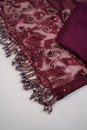Sajh Dajh Luxury Formals - Kat Dana Heavily Embroidered Net (Long Shirts) - Ready to Wear - V1 - D3