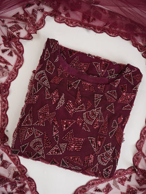Sajh Dajh Luxury Formals - Kat Dana Heavily Embroidered Net (Long Shirts) - Ready to Wear - V1 - D3