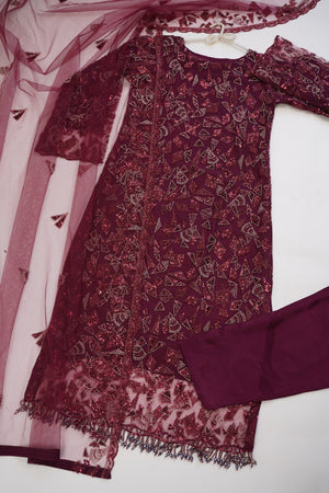 Sajh Dajh Luxury Formals - Kat Dana Heavily Embroidered Net (Long Shirts) - Ready to Wear - V1 - D3